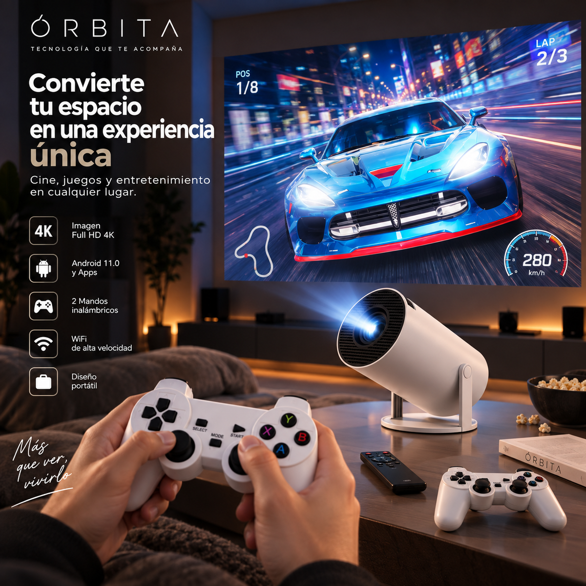 Proyector 2 en 1 con videojuegos